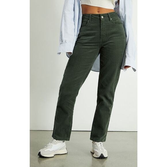PacSun Womens Green Corduroy Relaxed Fit High Rise Tapered Leg Mom Jeans Size 24 - Picture 1 of 16